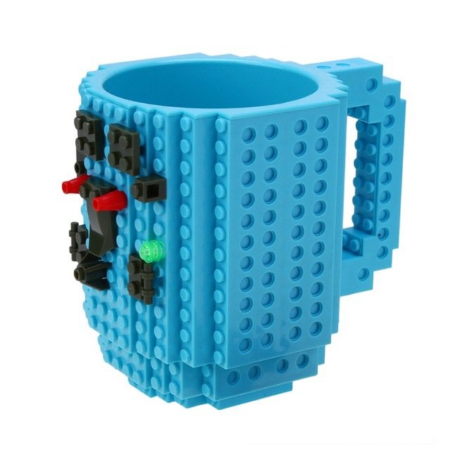 Build-on Brick Mug,Funny Novelty Coffee Mug ,Creative DIY Building Blocks Cup for Hot Beverages