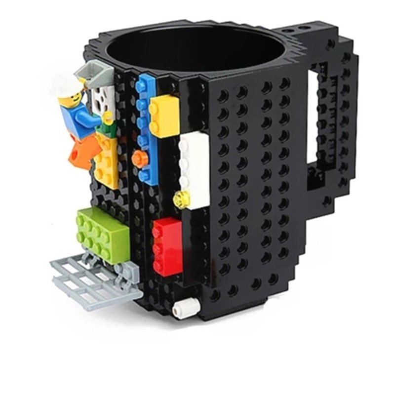 Build-on Brick Mug,Funny Novelty Coffee Mug ,Creative DIY Building Blocks Cup for Hot Beverages