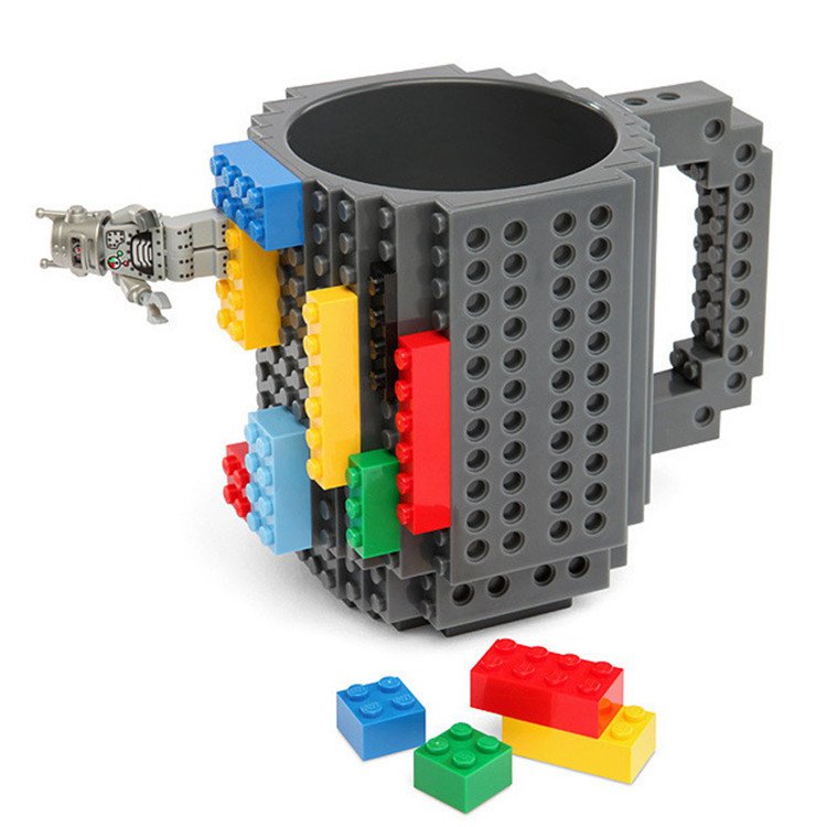 Build-on Brick Mug,Funny Novelty Coffee Mug ,Creative DIY Building Blocks Cup for Hot Beverages