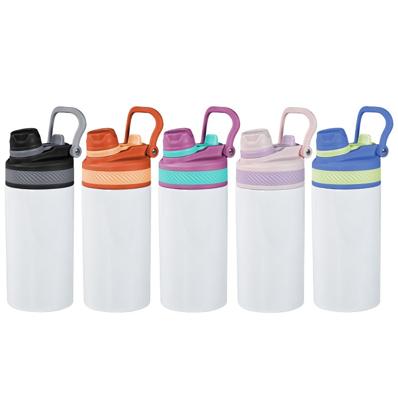 Custom 2024 12oz 304 Stainless Steel Double Wall Insulated Sublimation Sport Tumbler for Kids Water Bottle With 2 in 1 Straw Lid