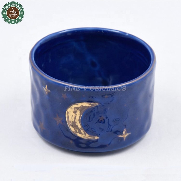 custom porcelain Nordic style breakfast cafe black coffee cup blue ceramic mugs decal gold moon mug