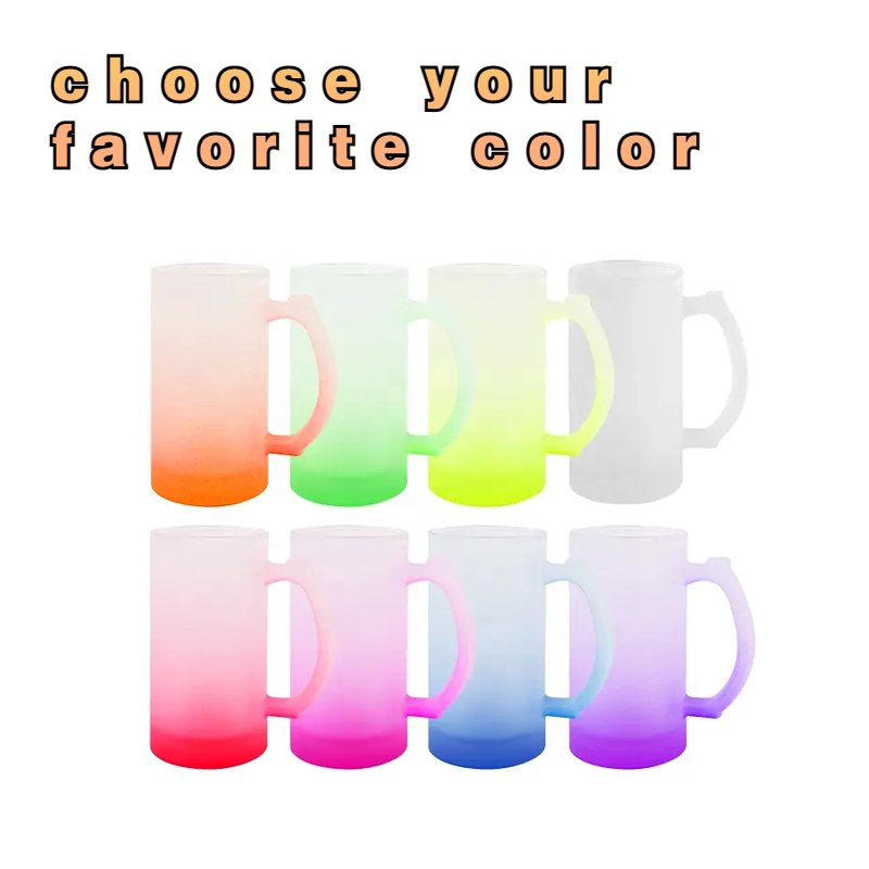 USA warehouse 16oz Sublimation Blanks Beer mugs custom logo cup colorful frosted clear beer drinking glass