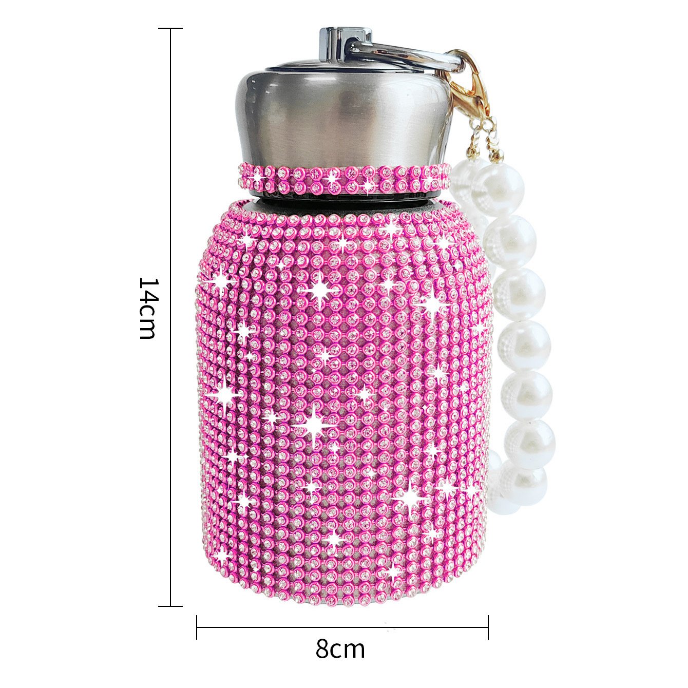 Cute Bling Diamond Small Water Bottles 10oz Stylish Rhinestone Stainless Steel Insulated Leak-Proof Vacuum Flask Thermal Tumbler