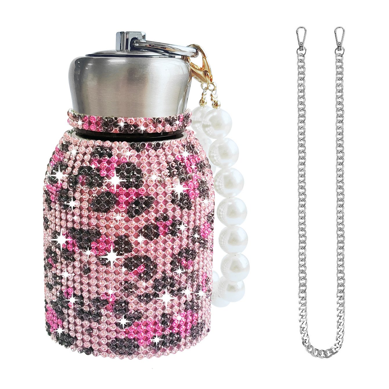 Cute Bling Diamond Small Water Bottles 10oz Stylish Rhinestone Stainless Steel Insulated Leak-Proof Vacuum Flask Thermal Tumbler