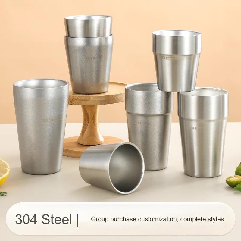 Nicety Eco-Friendly Stainless Steel Water Mug for Kids Double Wall Outdoor Metal Cup with Wheat Material Laser Logo