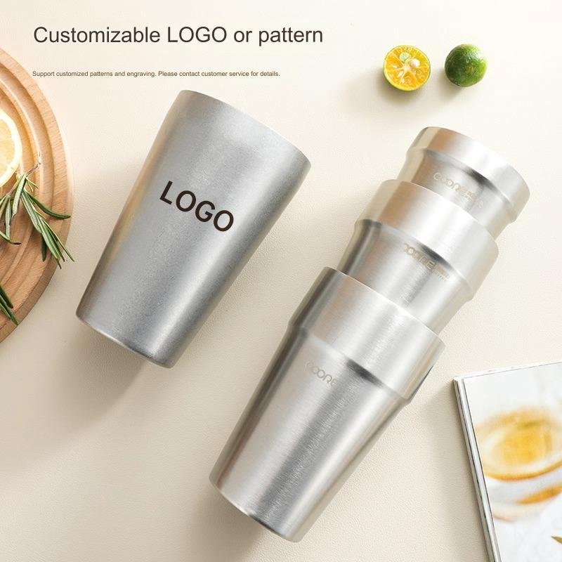 Nicety Eco-Friendly Stainless Steel Water Mug for Kids Double Wall Outdoor Metal Cup with Wheat Material Laser Logo