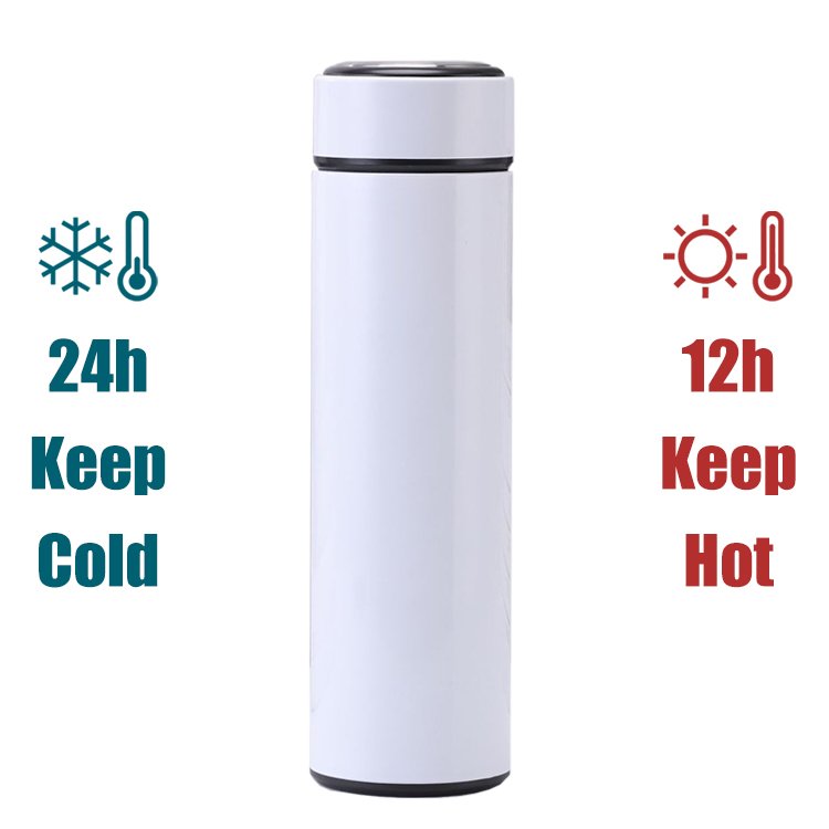 Double Digital Vacuum Insulation 500ml Thermo Tumbler Stainless Steel Smart Water Bottle with LED Temperature Display