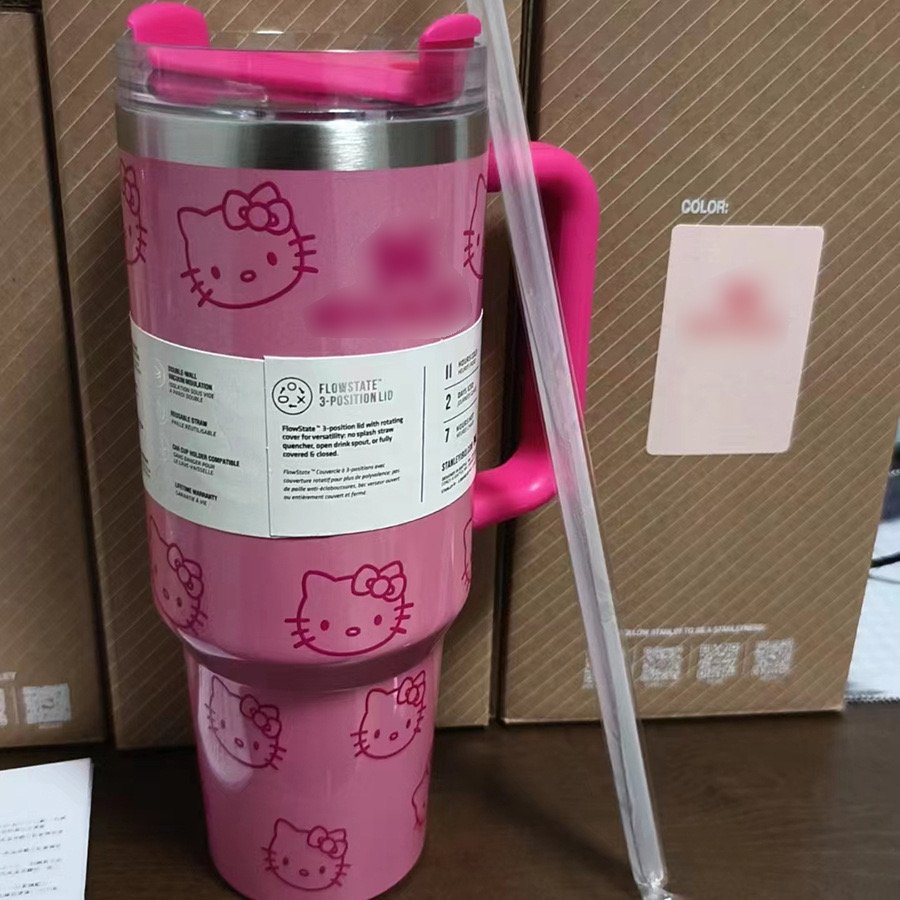 Ruunjoy Hot Selling Trending 40oz Tumbler Water Bottles Hello Kt Stainless Steel Mugs Vacuum Insulated Sanrioed Water Cups