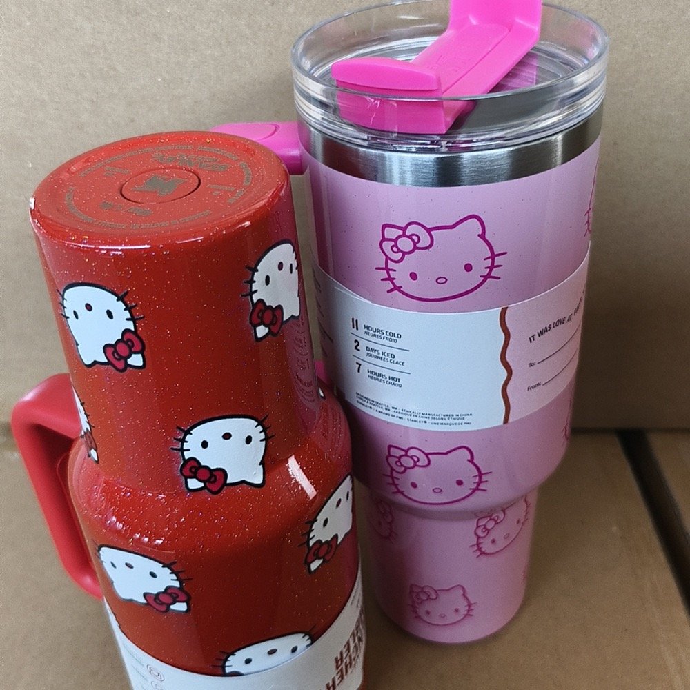 Ruunjoy Hot Selling Trending 40oz Tumbler Water Bottles Hello Kt Stainless Steel Mugs Vacuum Insulated Sanrioed Water Cups