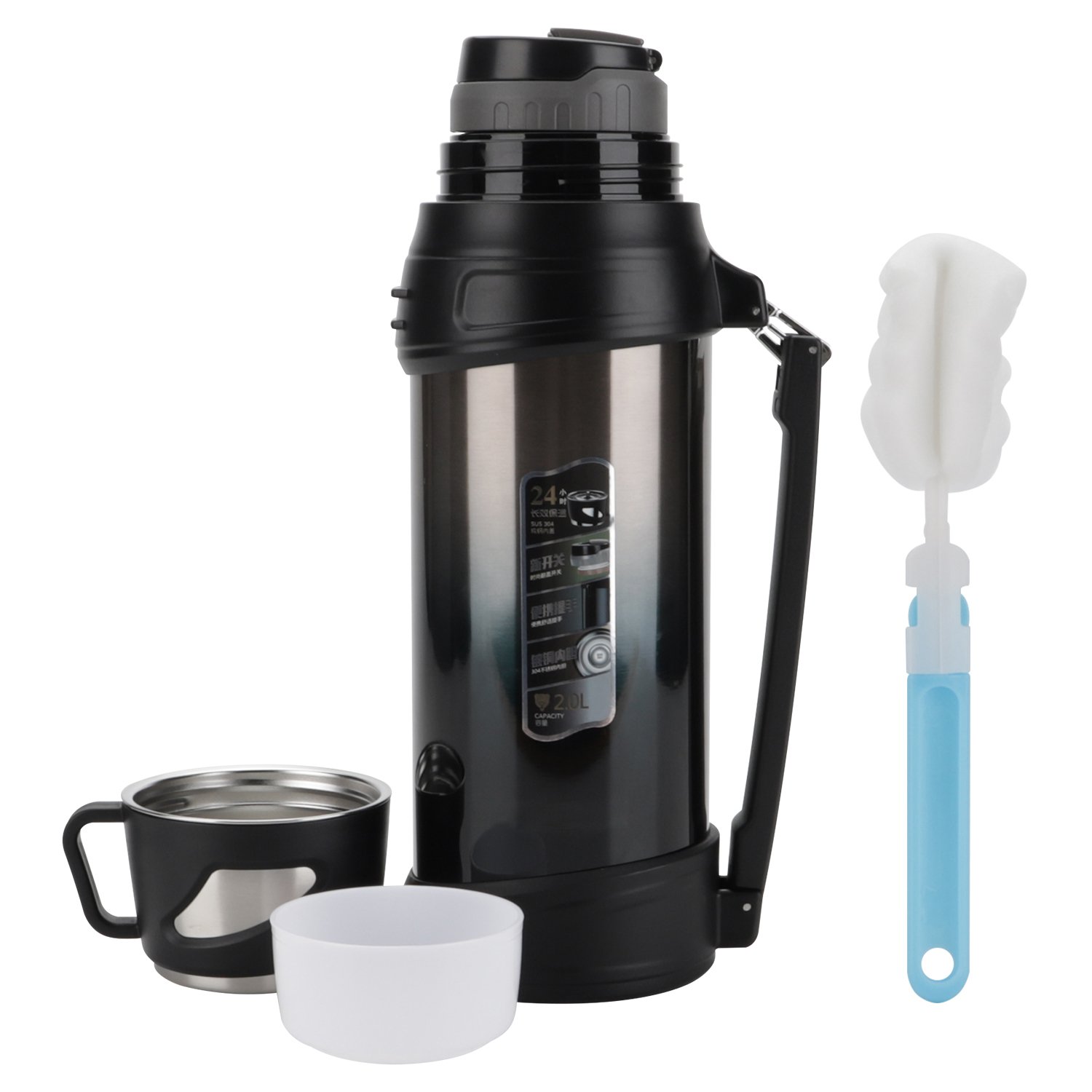 High Quality 2000ml 304 Double Wall Stainless Steel Vacuum Flask Thermos Water Bottle
