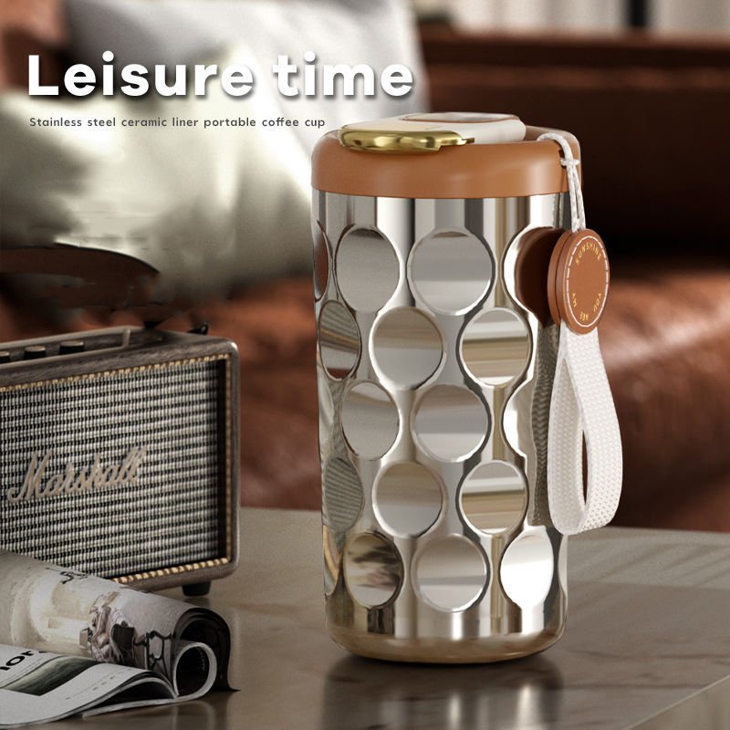 New Arrival Portable Vacuum Flask Smart Stainless Steel Water Bottle Ceramic Coating LED Displayed Insulated Bottle with Handle