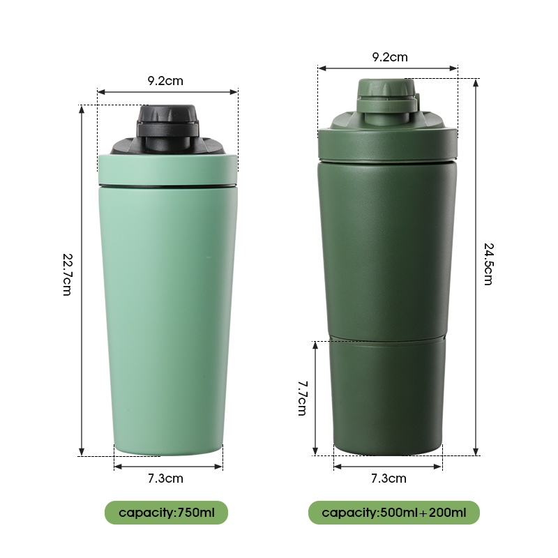 500ml 750ml Insulated Stainless Steel Gym Vacuum Flask Water Bottle Protein Shaker