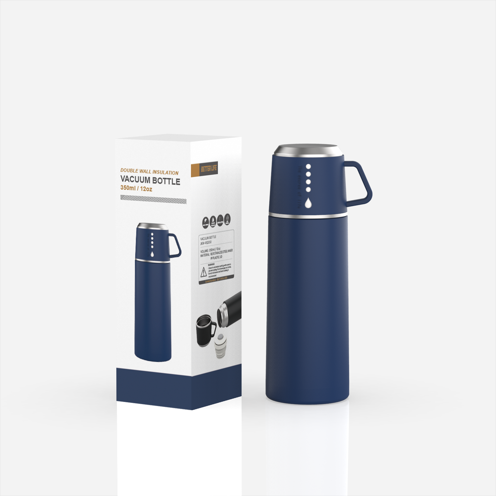 350 New Style Double Wall Water Bottle Stainless Steel Insulated Thermos Vacuum Flask with the Cup