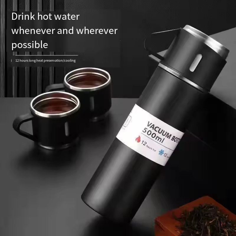 Wholesale Vacuum Flask Bottle Water Tumbler Double Wall 304 Stainless Steel Cup Water Bottle Thermos Business Gift Box Set 500ml
