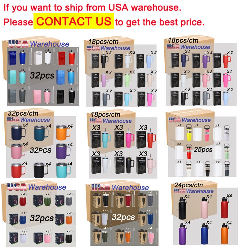 USA Warehouse 40oz H1.0 H2.0 Tumbler Double Wall Stainless Steel Vacuum Insulated Travel Mugs With Handle