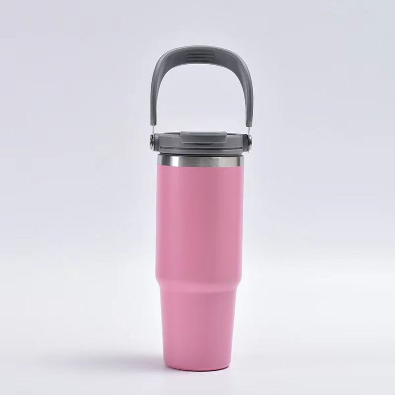 Manufacturers wholesale 304 stainless steel insulated car cup vacuum large capacity ice bulba cup outdoor portable handle cup