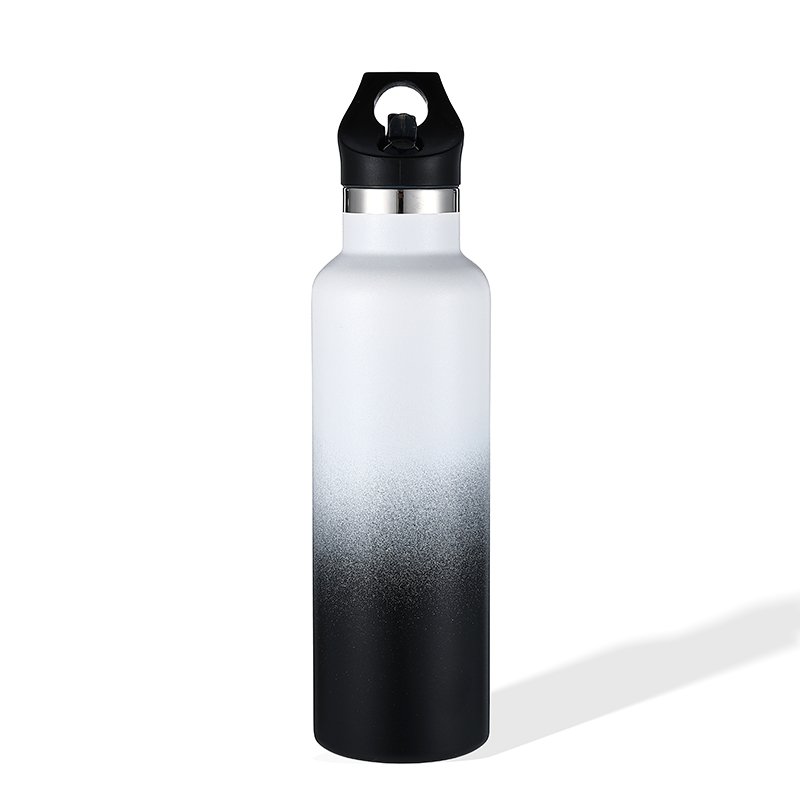 Ready to ship 600ml Vacuum Insulated Metal Flask Standard Mouth Stainless Steel Water Bottle with Straw Lid for Work Gym