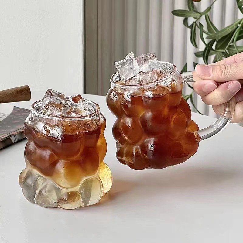 Glass Cup Iced Coffee Mug Transparent Water Bottle Juice Water Cup Bar Cocktail Cups Kitchen Drinkware Supplies Home Decor