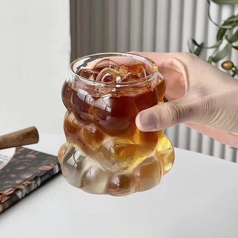Glass Cup Iced Coffee Mug Transparent Water Bottle Juice Water Cup Bar Cocktail Cups Kitchen Drinkware Supplies Home Decor