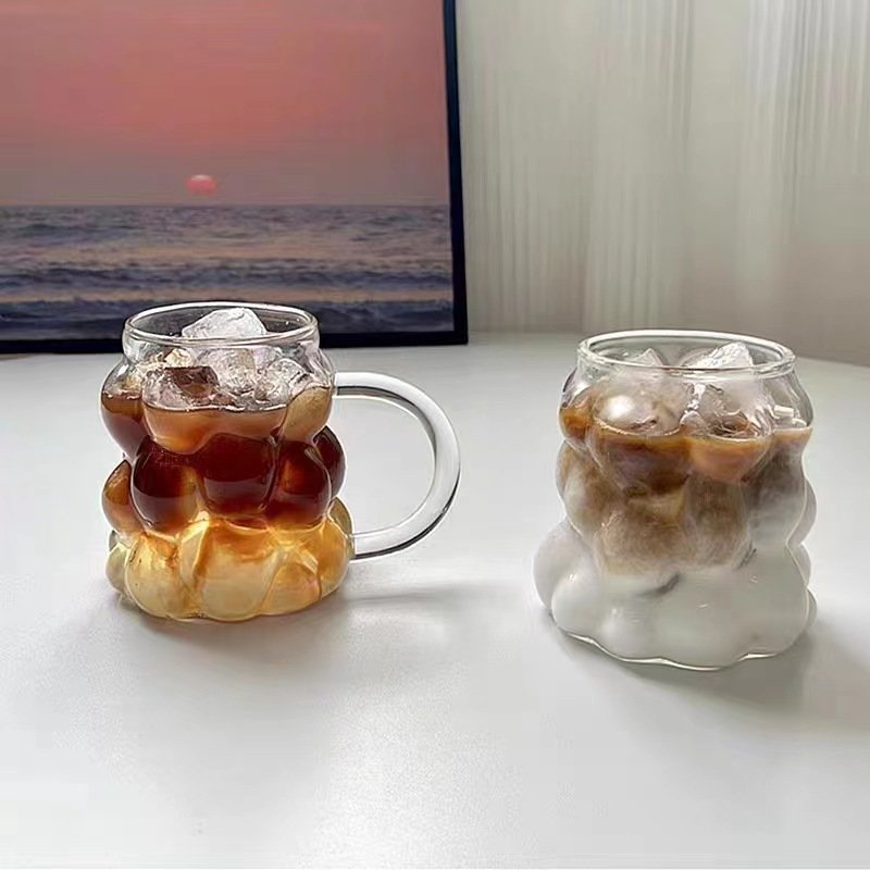 Glass Cup Iced Coffee Mug Transparent Water Bottle Juice Water Cup Bar Cocktail Cups Kitchen Drinkware Supplies Home Decor