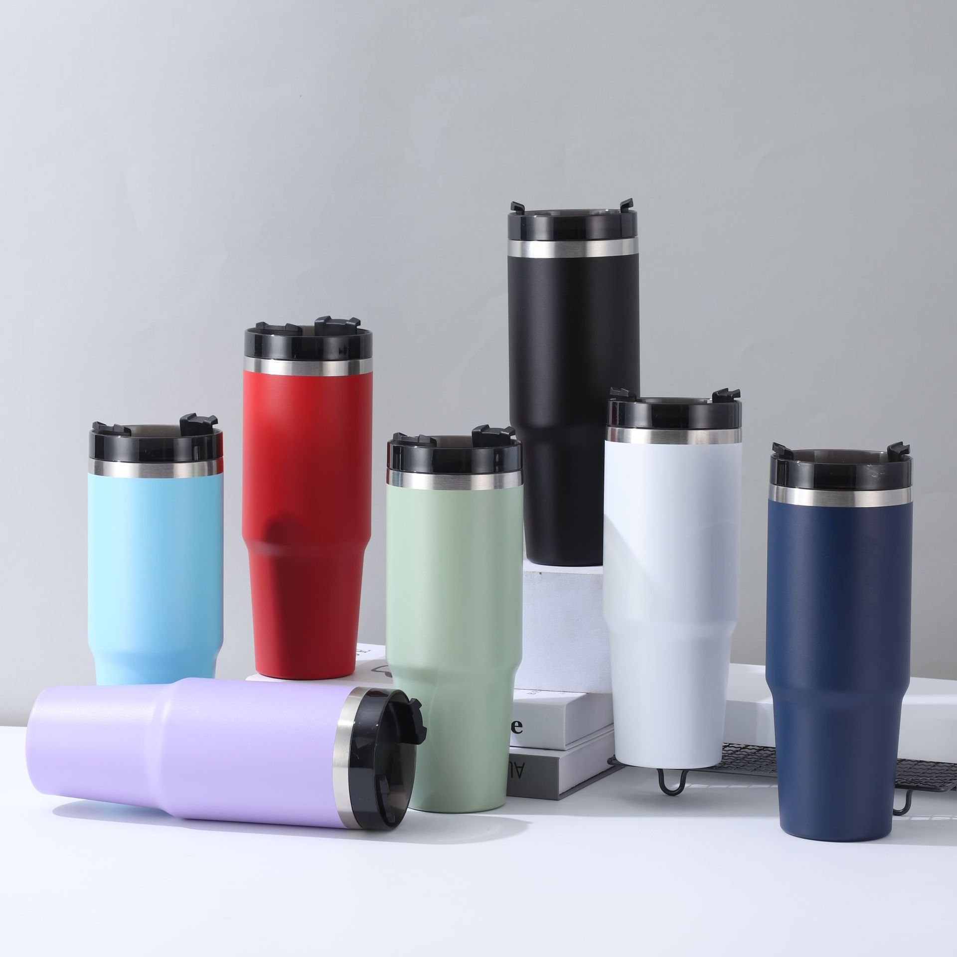 Vacuum Insulated Stainless Steel Straw Cup Lid Vacuum Flasks Thermoses Large Capacity For Keeping Iced Coffee Cold Hot Beverages