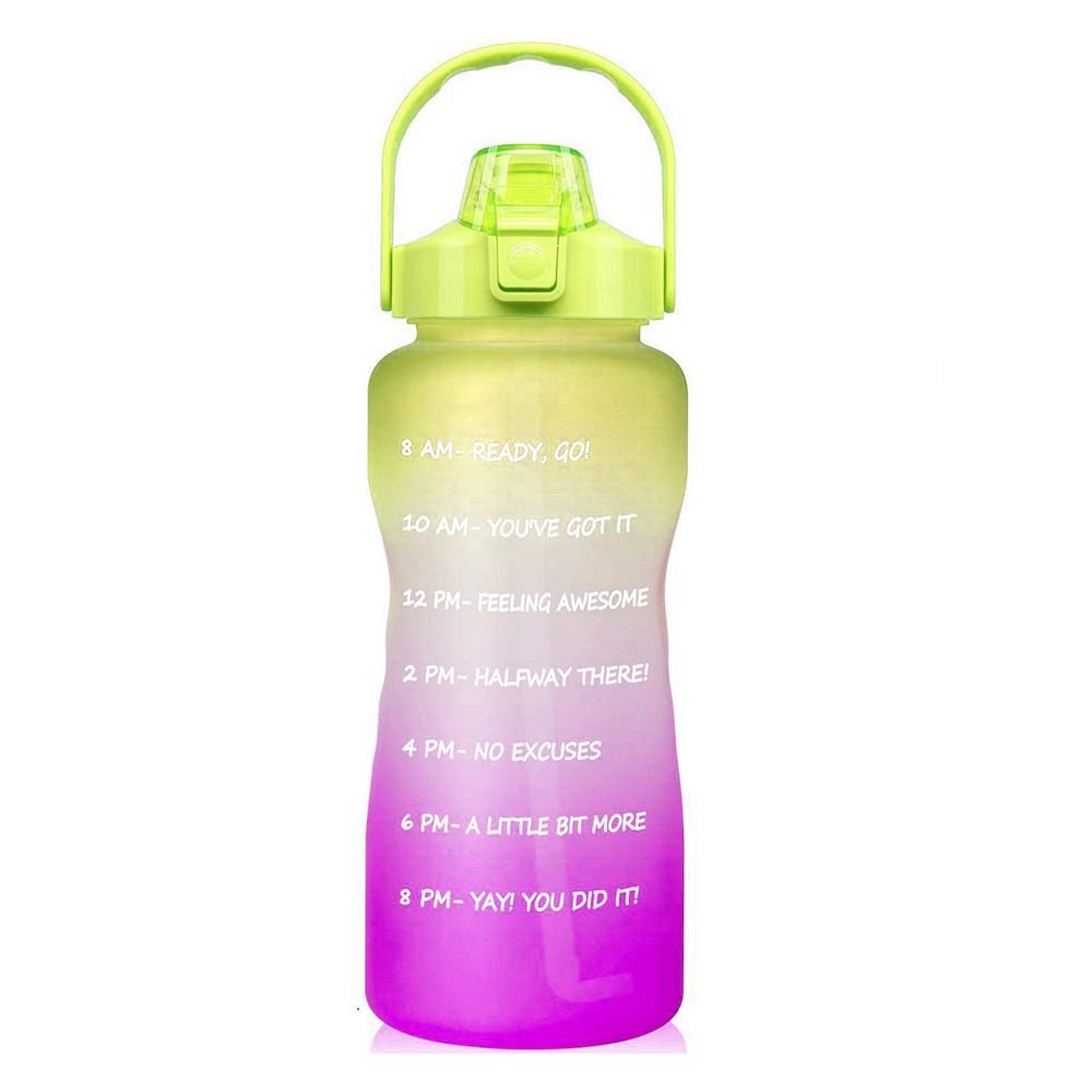 2L Litre Leak Proof Water Bottle with Straw Wide Mouth BPA Free BPA free Bottles for Sports with Time Marker