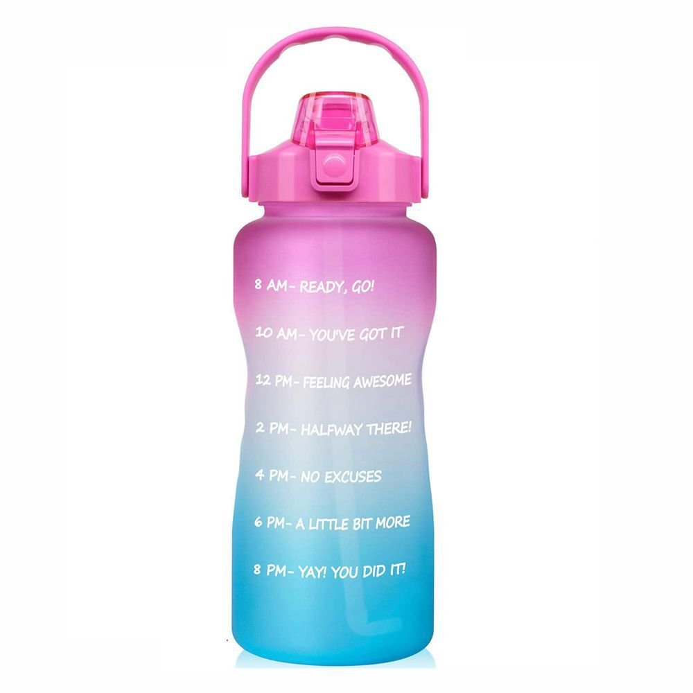 2L Litre Leak Proof Water Bottle with Straw Wide Mouth BPA Free BPA free Bottles for Sports with Time Marker