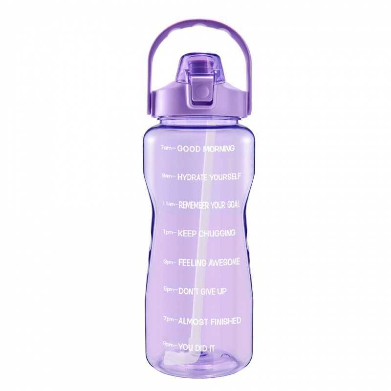 2L Litre Leak Proof Water Bottle with Straw Wide Mouth BPA Free BPA free Bottles for Sports with Time Marker