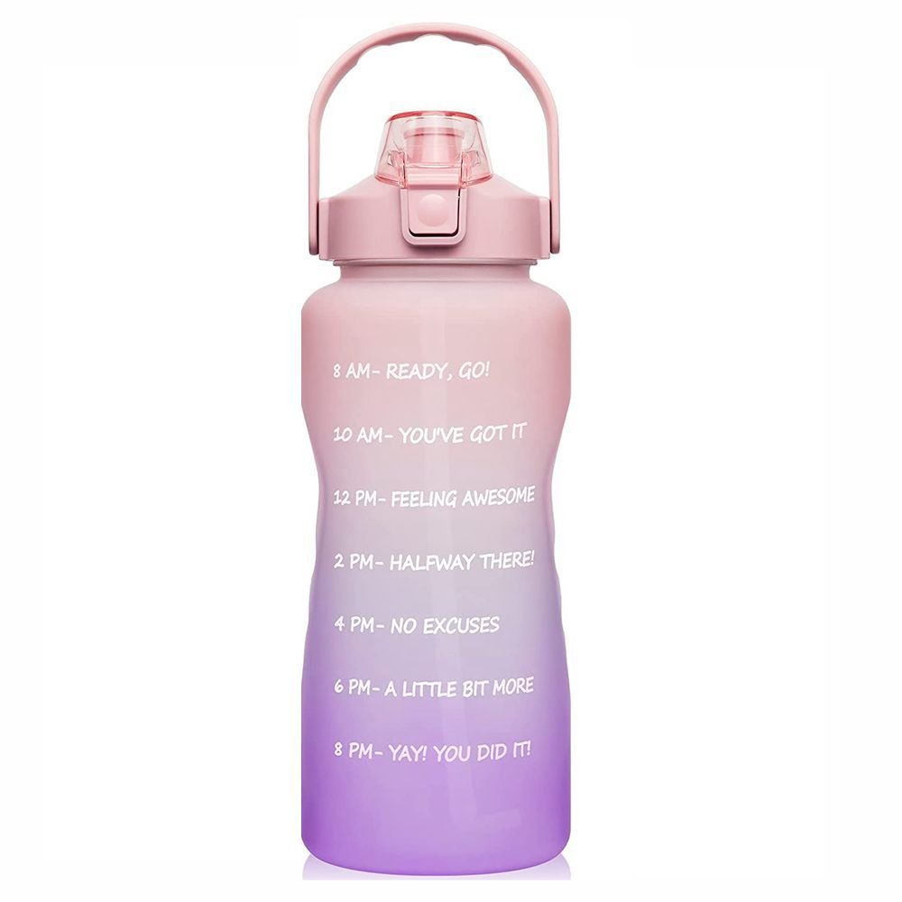 2L Litre Leak Proof Water Bottle with Straw Wide Mouth BPA Free BPA free Bottles for Sports with Time Marker