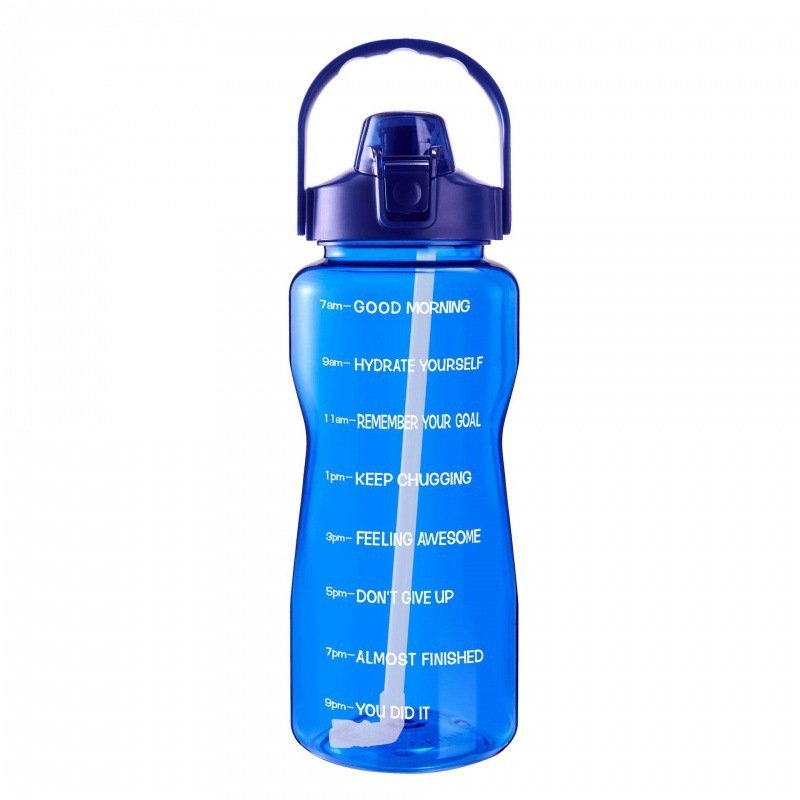 2L Litre Leak Proof Water Bottle with Straw Wide Mouth BPA Free BPA free Bottles for Sports with Time Marker