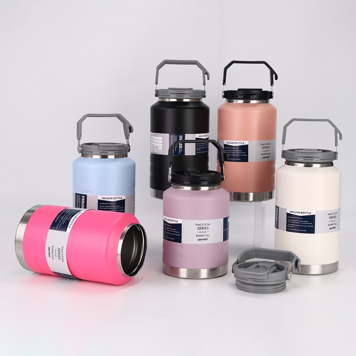 Wholesale Large Capacity 2000ml Stainless Steel 304 Double Wall Water Bottle Vacuum Flask Thermos With Straw