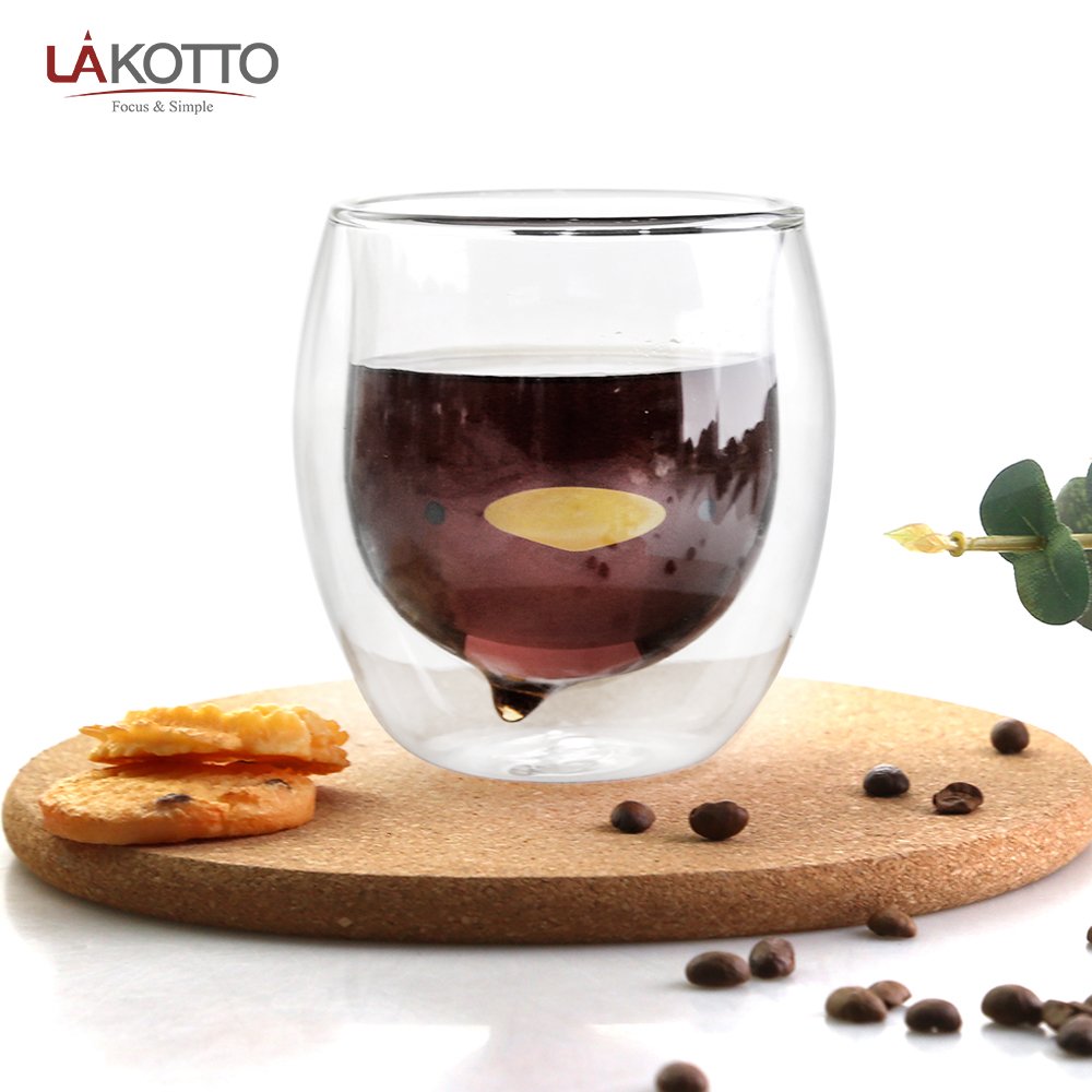 Factory wholesale customization Cute 210ml double wall colored duck shape glass Milk Water coffee water cup tea mug