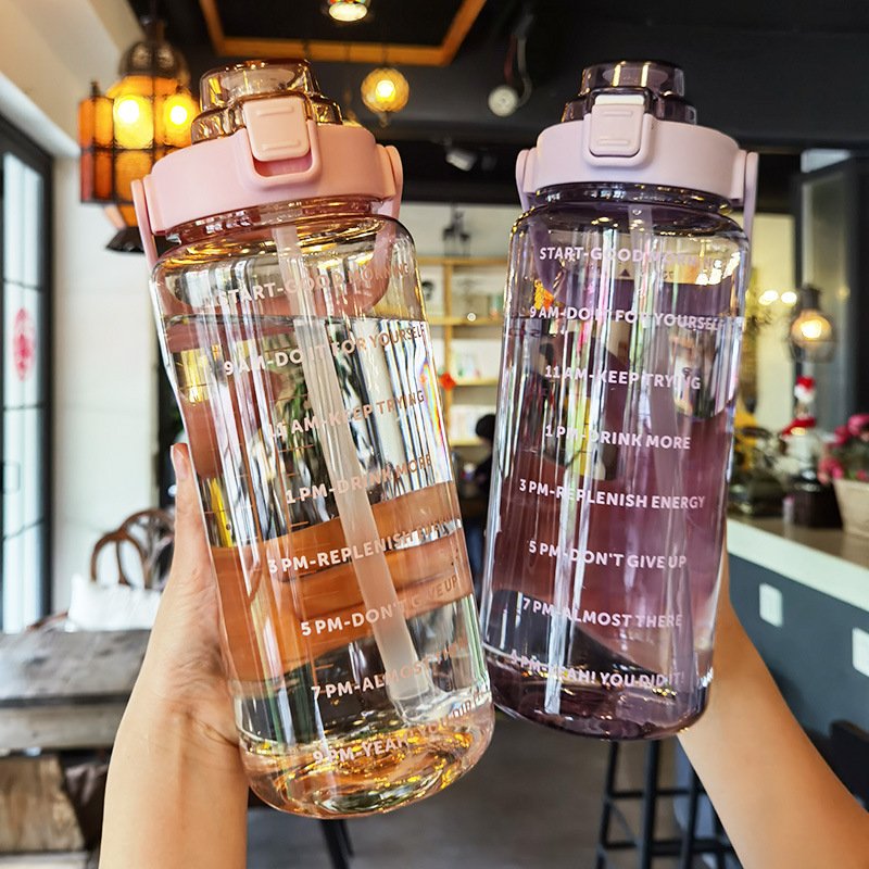2000ml Pink Blue Orange Water Bottle Sports Big Capacity Plastic Drinking Water Bottle