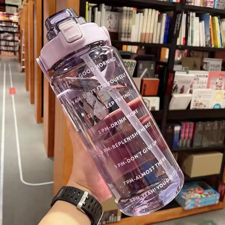 2000ml Pink Blue Orange Water Bottle Sports Big Capacity Plastic Drinking Water Bottle