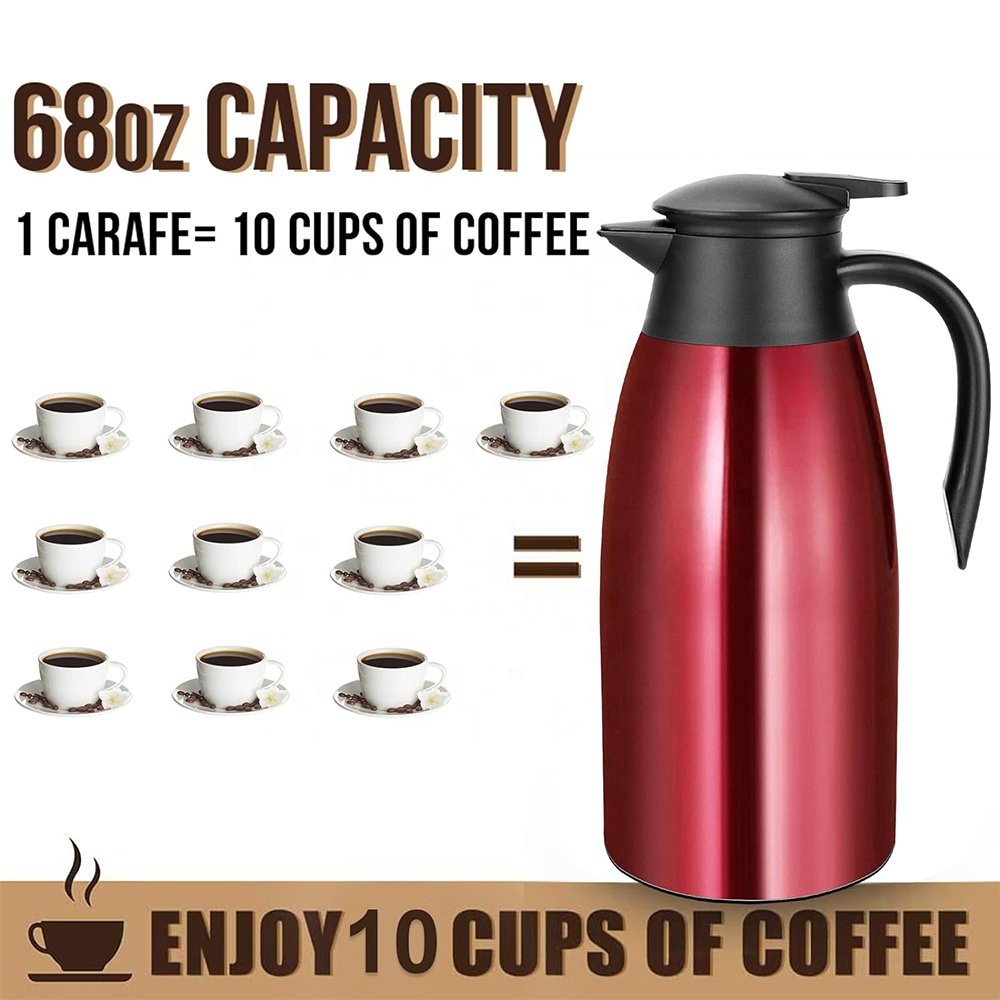Amz Hot Coffee Thermos Water Kettles Double Wall Insulated Jug Coffee Carafe Vacuum Flasks with Carry Handle