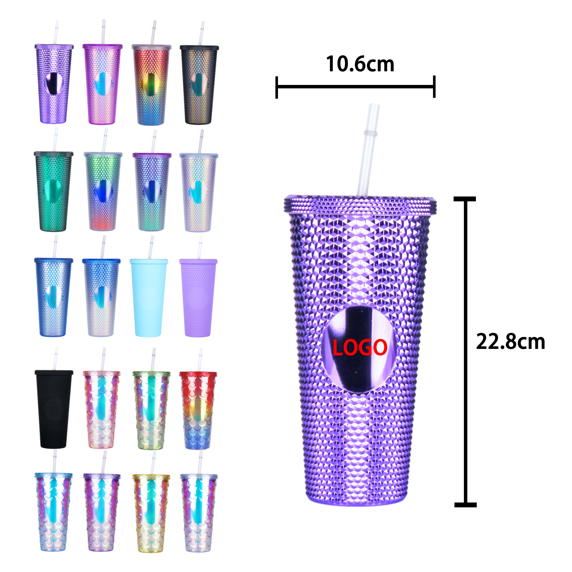24oz 710ml Plastic Coffee Mug with the Straw Party Coffee Tumbler Custom Logo Glitter Plastic Coffee Cup BPA FREE