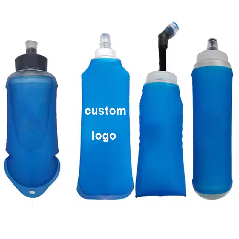 custom logo 150ml 250 300 450 500ml Foldable TPU Soft cup Hydration Flask Water Bottle for Running Cycling Climbing trail event