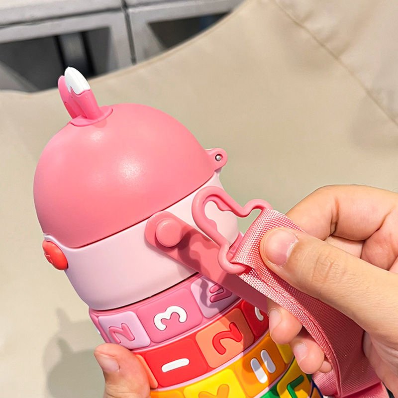 Nice Double Wall Children Vacuum Flask Thermoses Digital Stainless Steel Water Bottle with Strap
