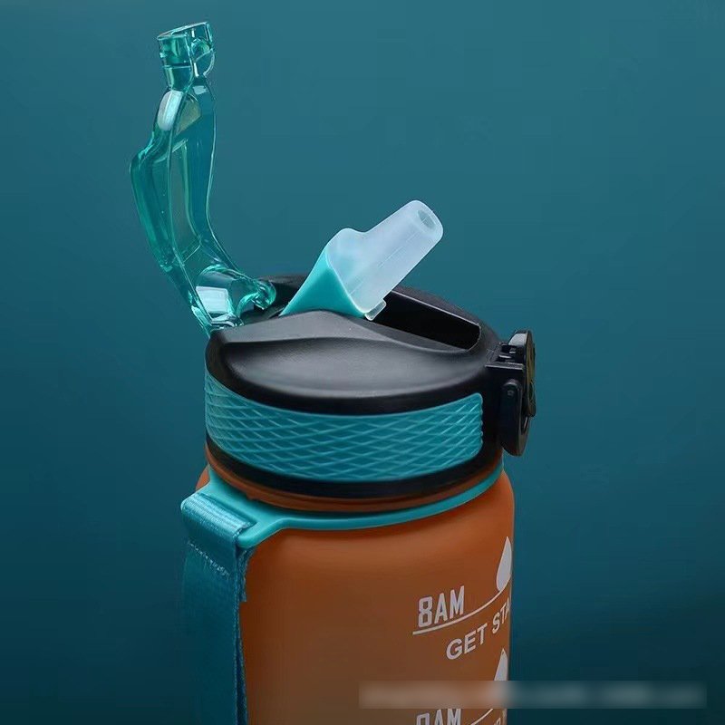 Fitness bpa free frosted plastic motivational water bottle with time marker for sport sport gym