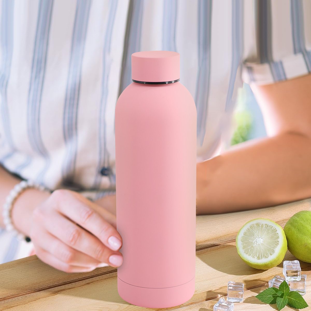Custom Logo 500ml Drinking Bottle Double Wall Vacuum Stainless Steel Drink Flask Termos Waterbottle Insulated Sport Water Bottle
