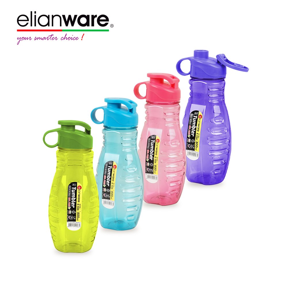 Elianware 500 ml & 800 ml Outdoor Portable Easy to Hold Daily PET Plastic BPA Free Custom Logo Drinking Water Bottle With Strap