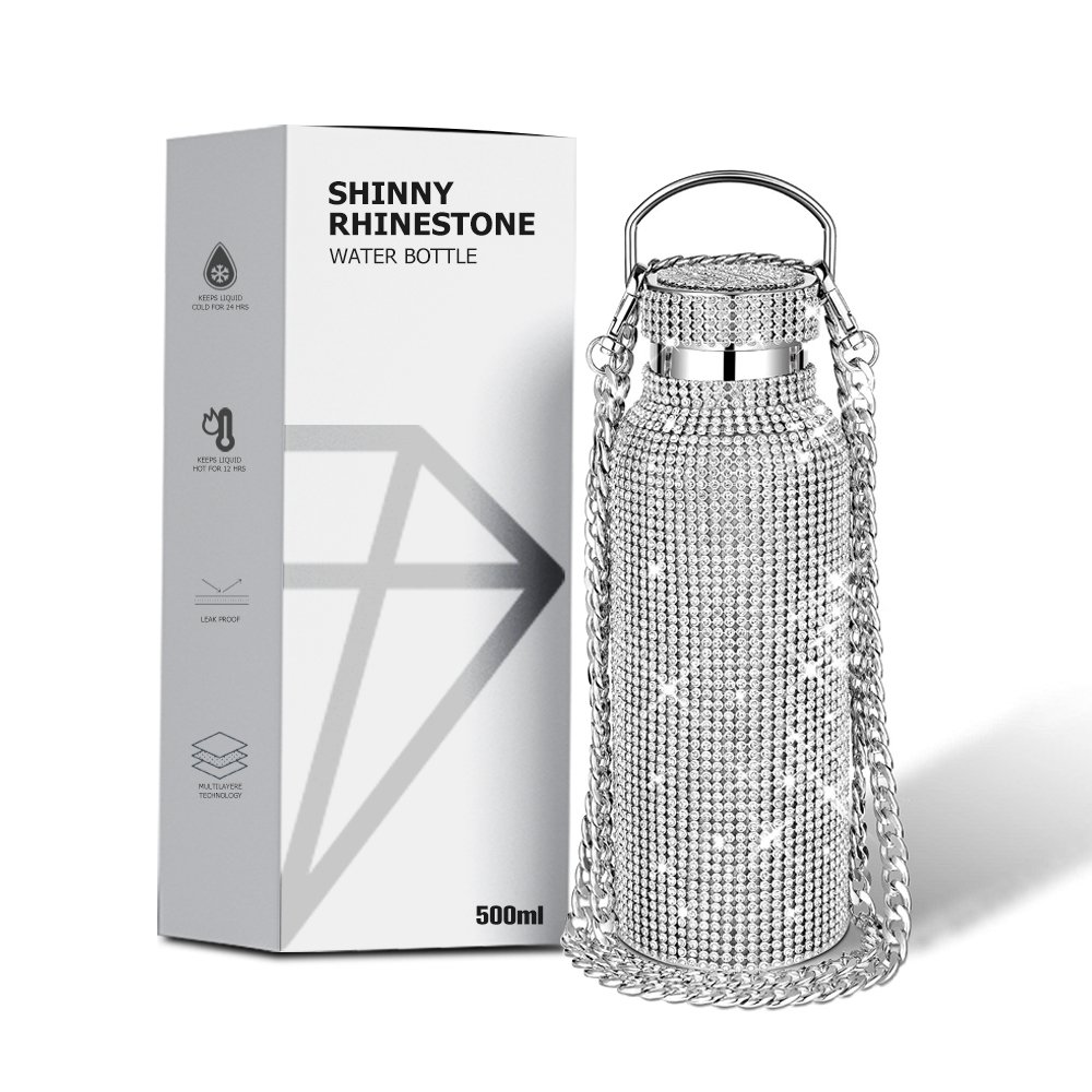 High-end Insulated Diamond Water Bottle Bling Diamond Vacuum Flask Sparkling Glitter Bottles for Women