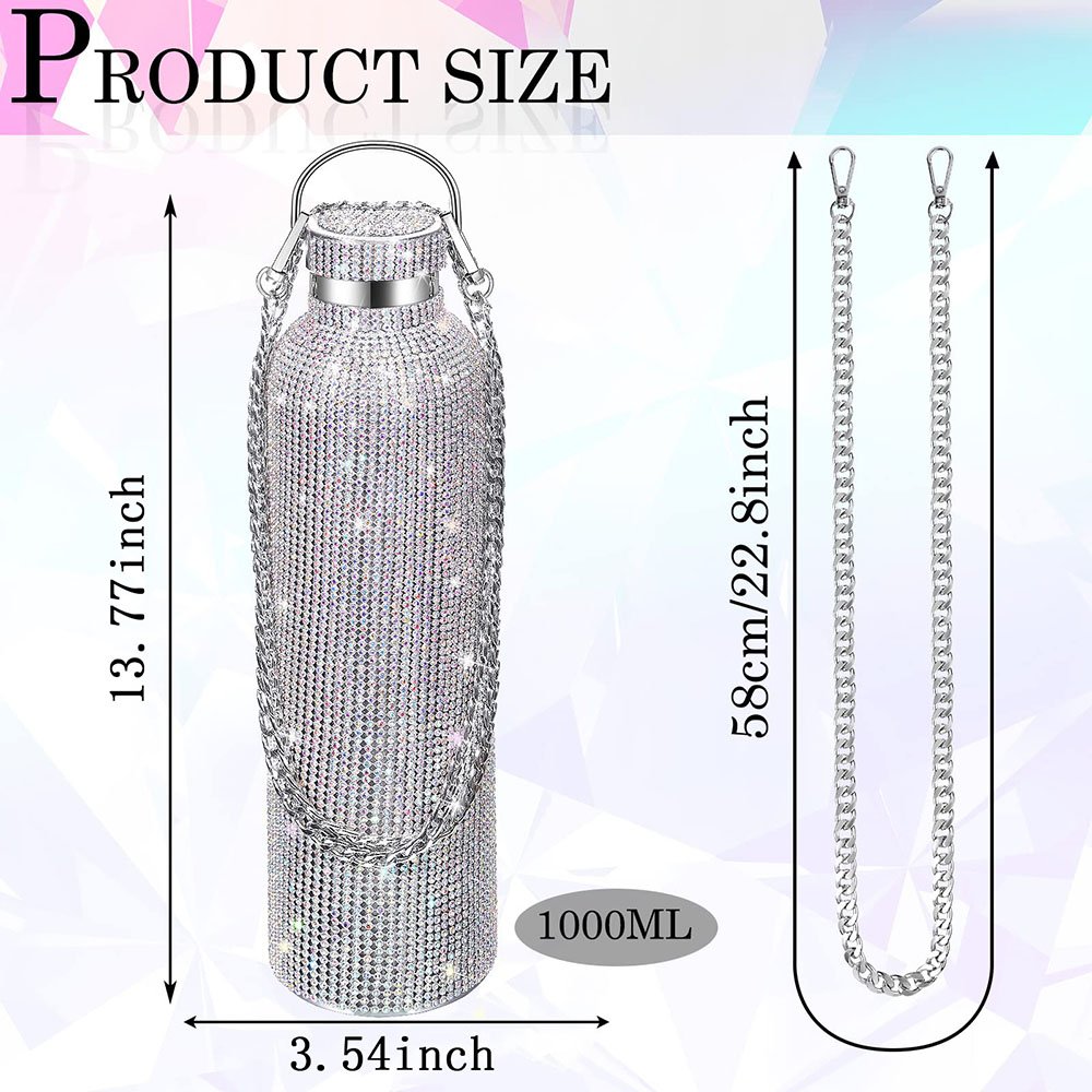 High-end Insulated Diamond Water Bottle Bling Diamond Vacuum Flask Sparkling Glitter Bottles for Women