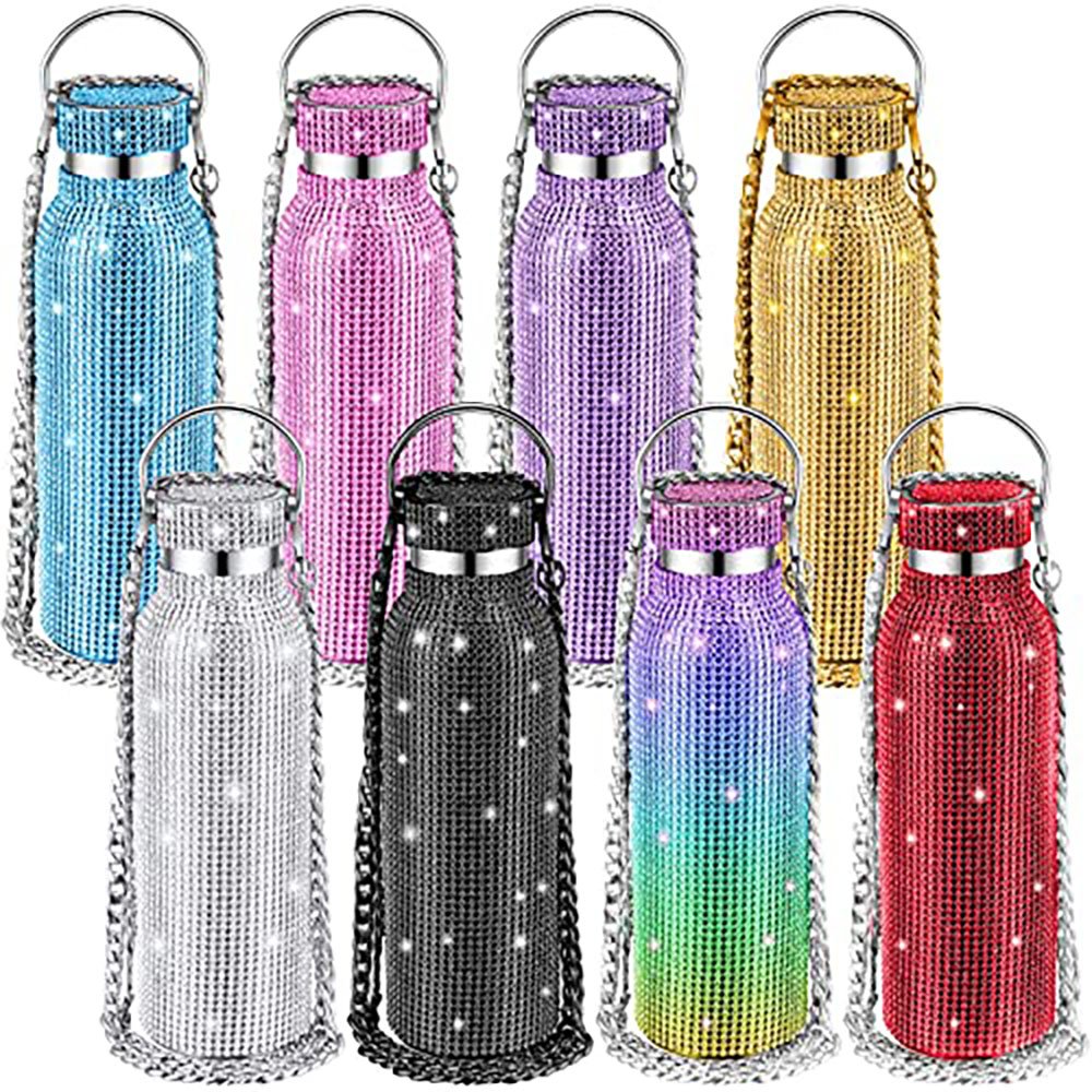 High-end Insulated Diamond Water Bottle Bling Diamond Vacuum Flask Sparkling Glitter Bottles for Women