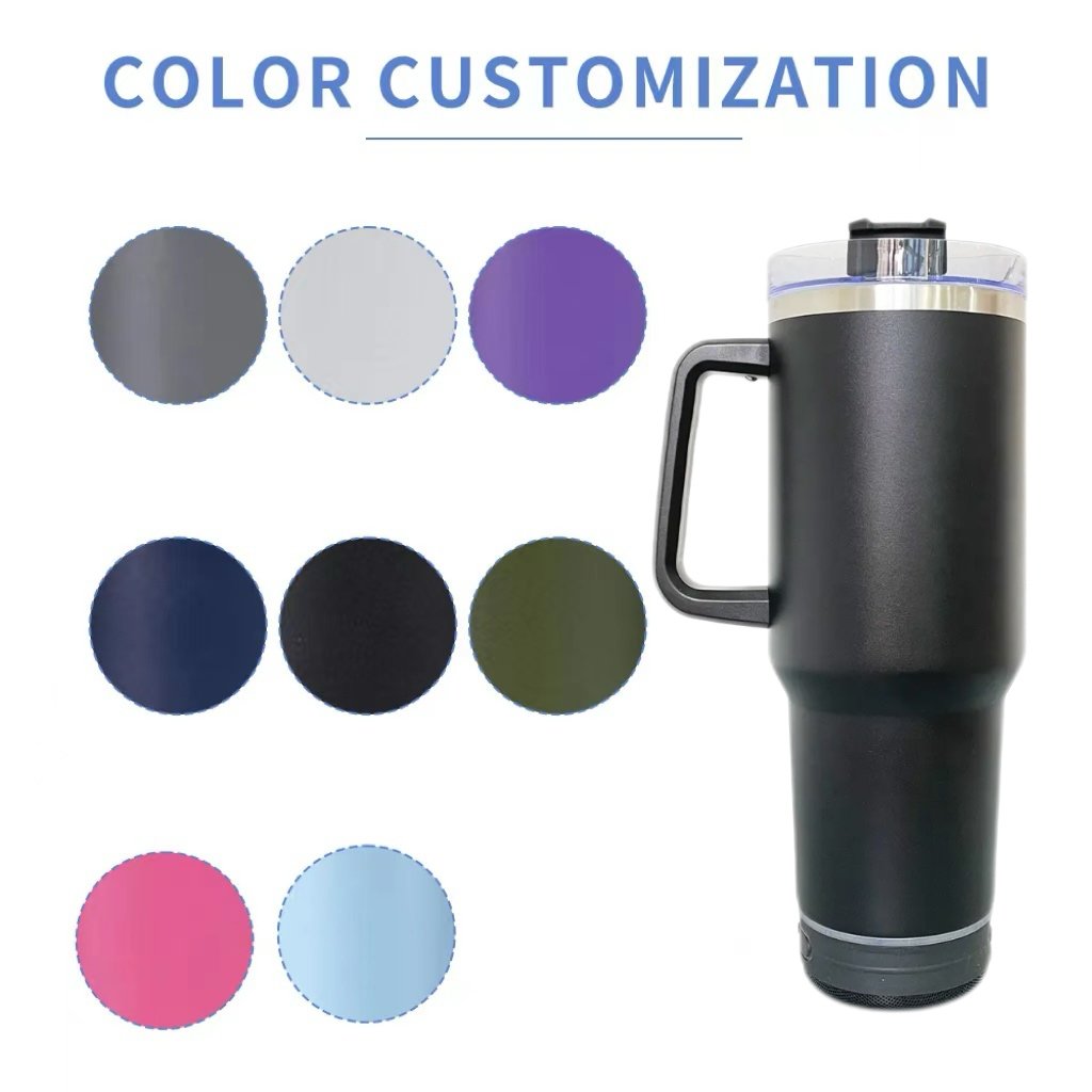 Smart Bluetooth 30oz 40oz Stainless Steel Bluetooth Speaker Straight Tumbler Portable Smart Music Tumbler with Straw and Lid