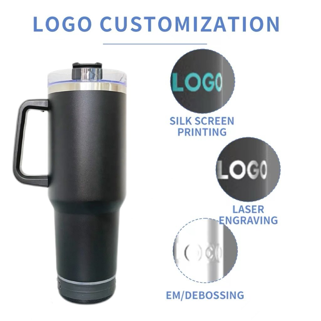 Smart Bluetooth 30oz 40oz Stainless Steel Bluetooth Speaker Straight Tumbler Portable Smart Music Tumbler with Straw and Lid