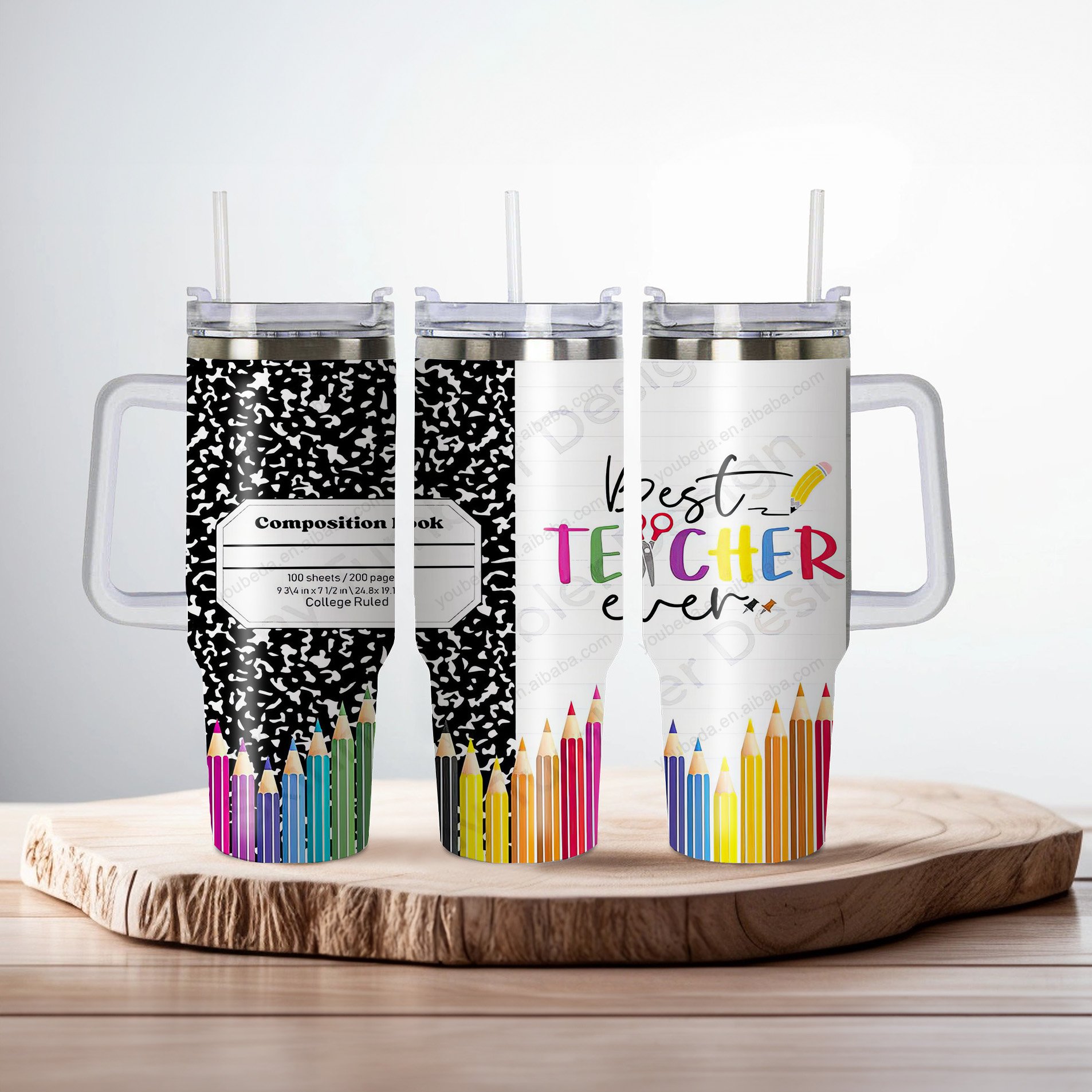 new innovative products custom sublimation teacher gift Travel Mug 30oz 40oz outdoor mugs glass tumbler with handle and lid