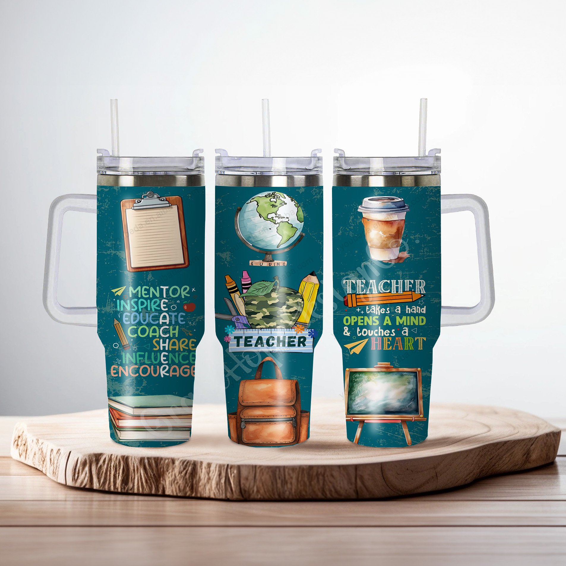 new innovative products custom sublimation teacher gift Travel Mug 30oz 40oz outdoor mugs glass tumbler with handle and lid