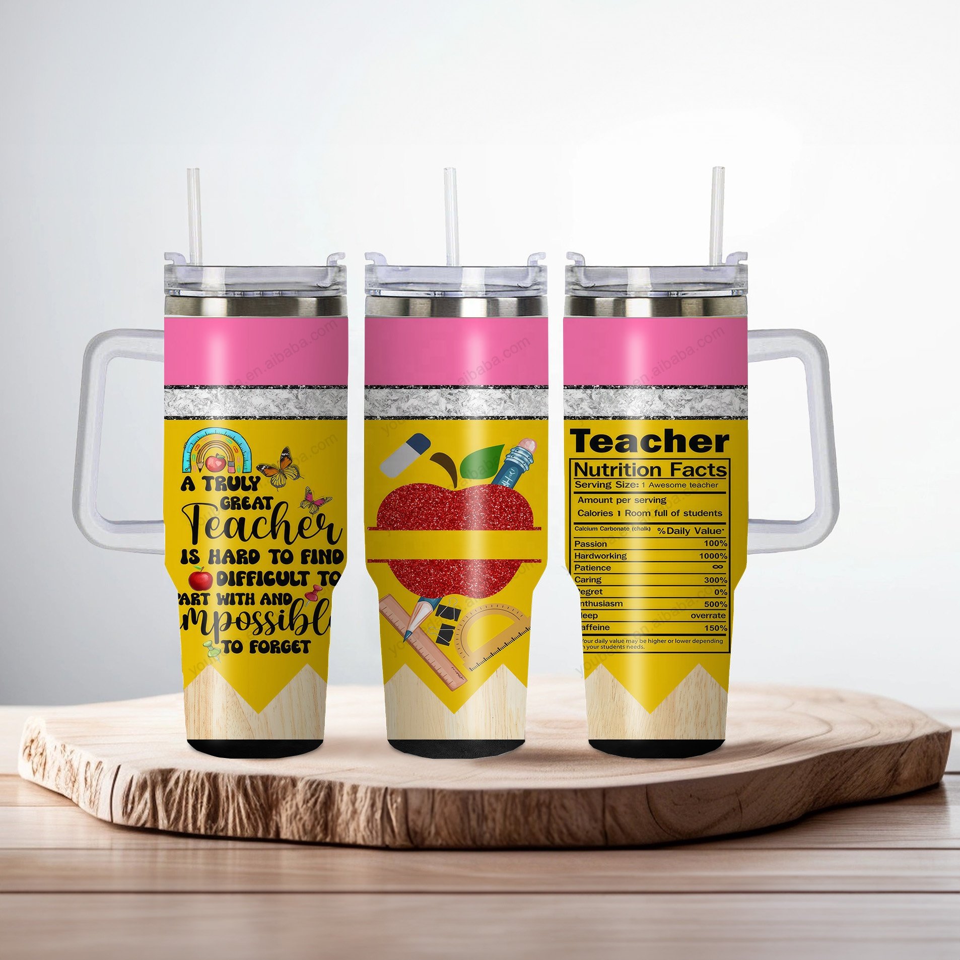 new innovative products custom sublimation teacher gift Travel Mug 30oz 40oz outdoor mugs glass tumbler with handle and lid