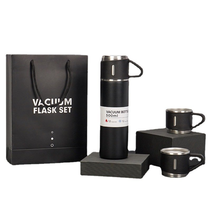 Large Capacity Smart Portable Metal Stainless Steel Handle Vacuum Flask Thermos Set